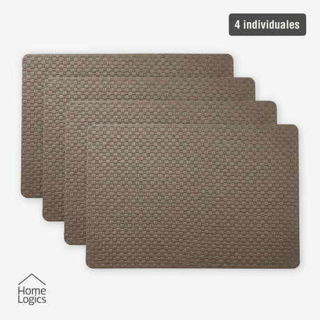 Set 4 Individuales Taupe Cálido Home Logics 1 un