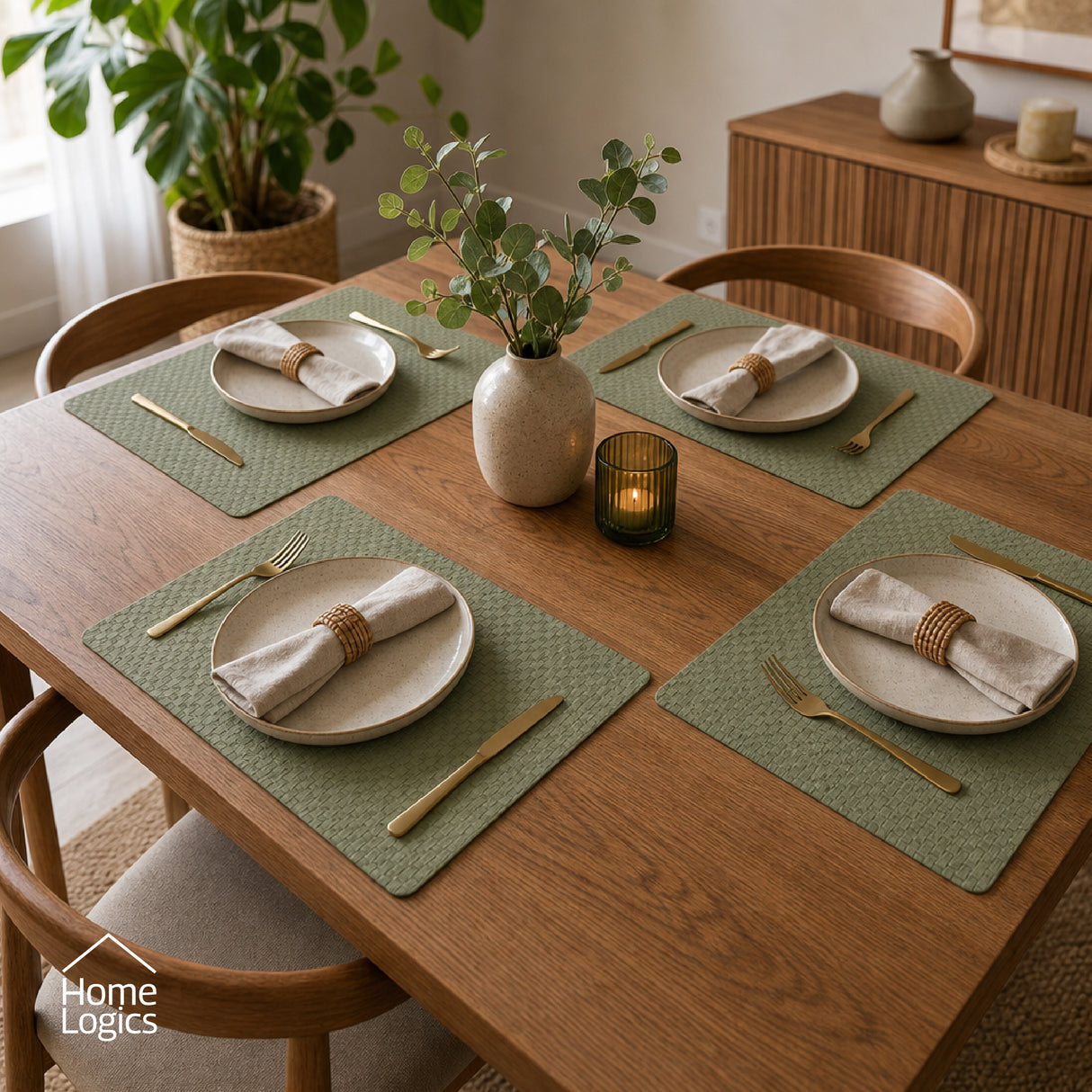 Set 4 Individuales Verde Salvia Home Logics 1 un