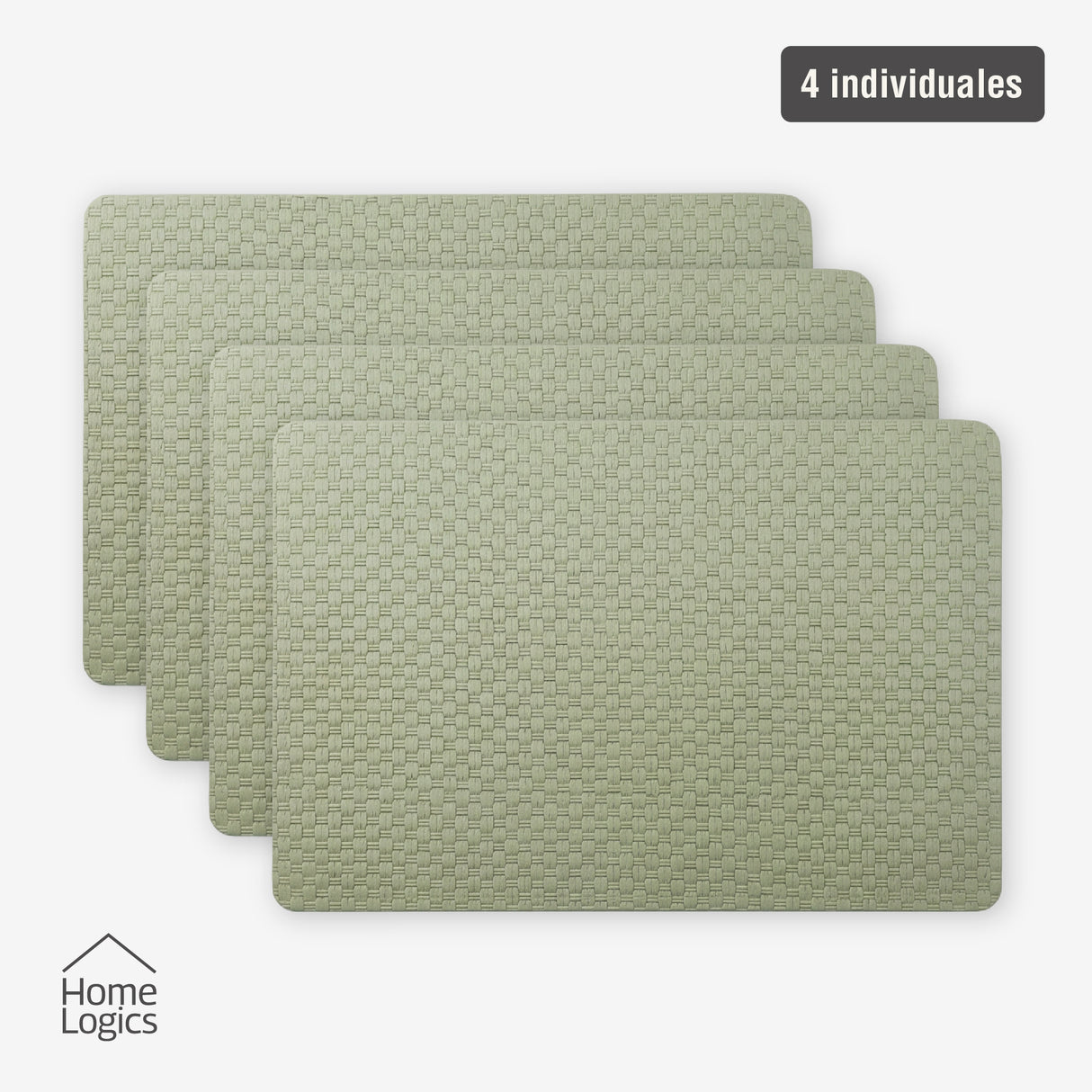 Set 4 Individuales Verde Salvia Home Logics 1 un