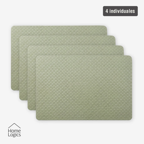 Set 4 Individuales Verde Salvia Home Logics 1 un