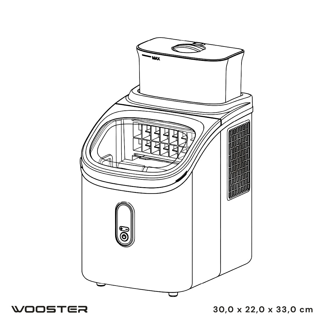 Maquina para hacer Hielos Cubo Negra con Tanque Wooster 1 un