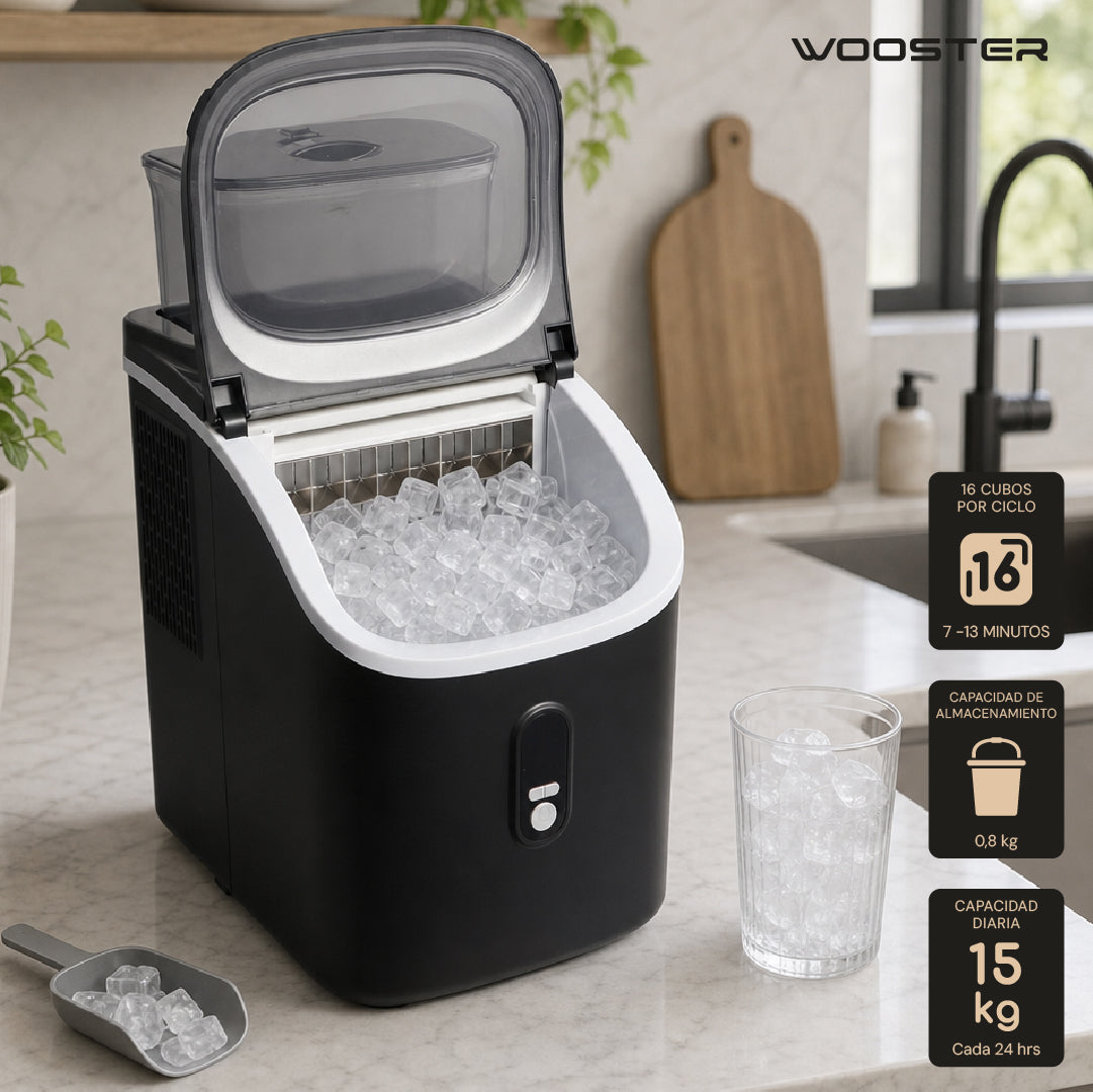 Maquina para hacer Hielos Cubo Negra con Tanque Wooster 1 un