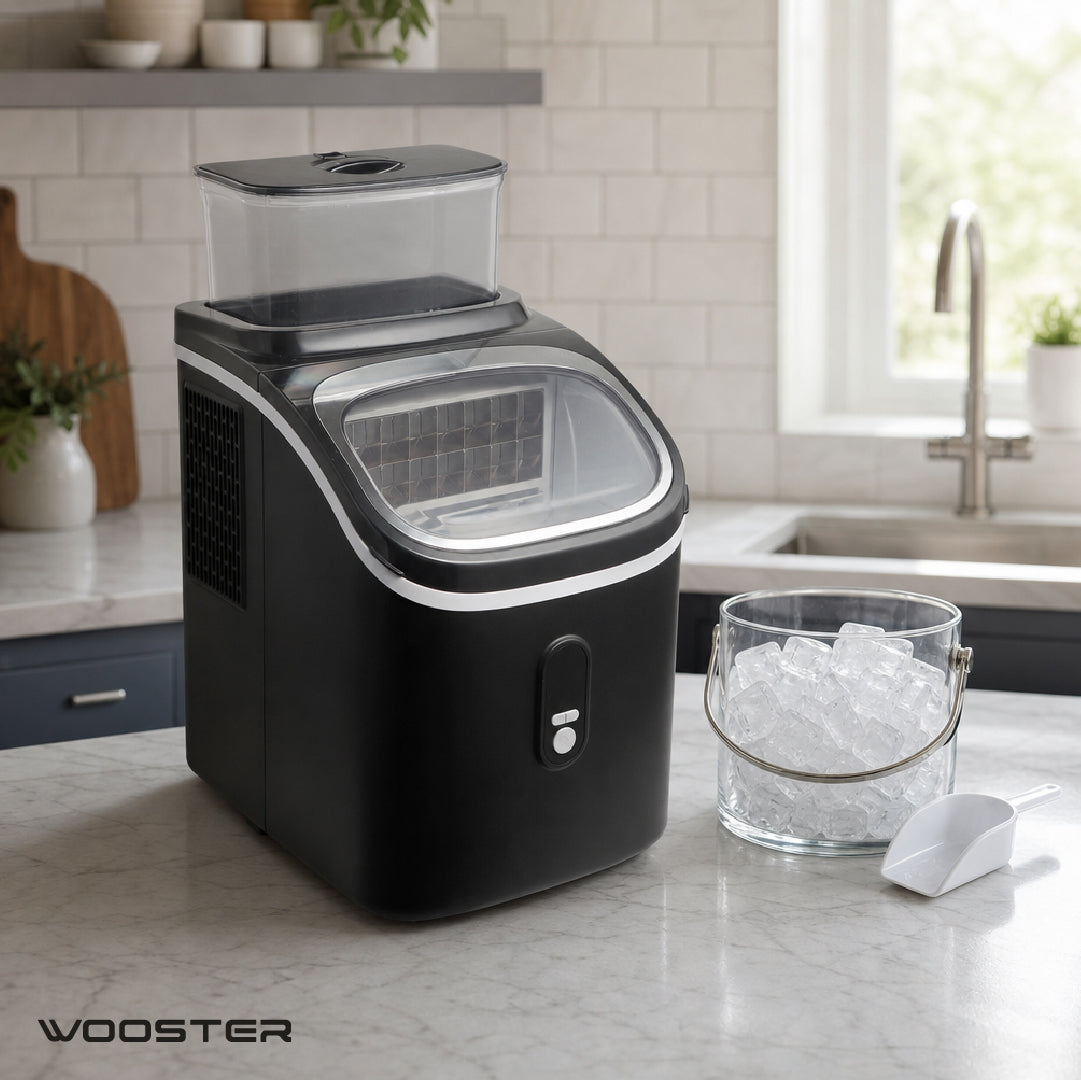 Maquina para hacer Hielos Cubo Negra con Tanque Wooster 1 un