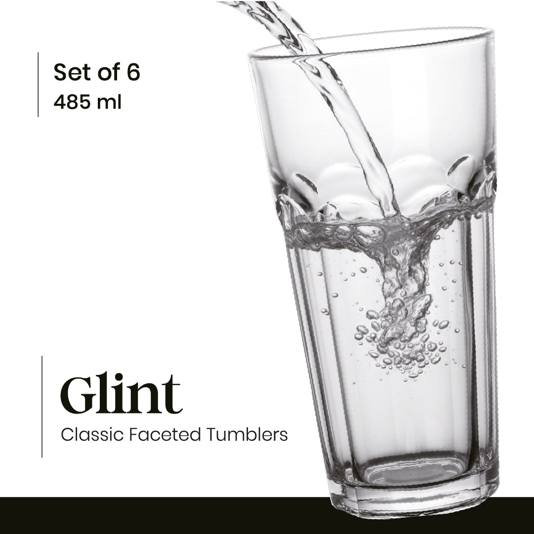 Set 6 vasos facetados- Glint (485 ml)