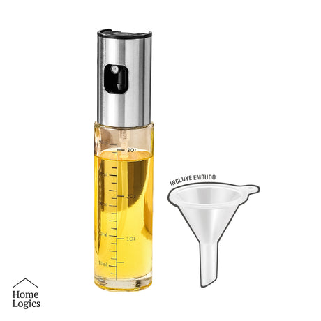 Dispensador de Aceite Spray Vidrio Acero Inoxidable 100ml Home Logics 1 un