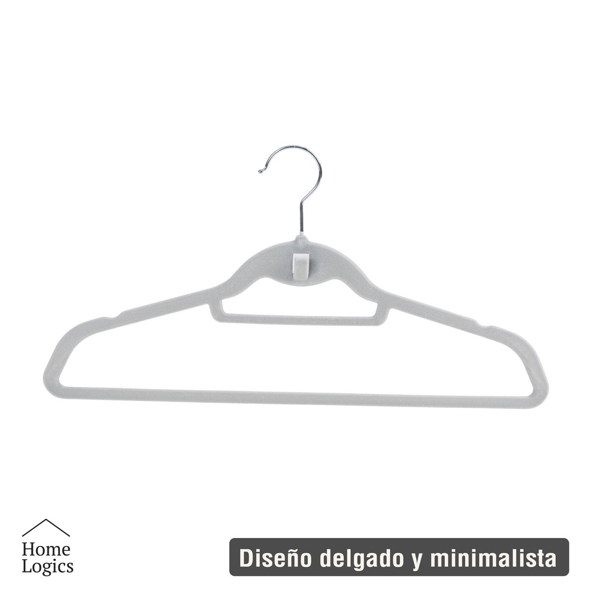 Set 30 Colgadores de Ropa Antideslizantes Gris Velvet Home Logics 30 un