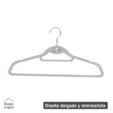 Set 30 Colgadores de Ropa Antideslizantes Gris Velvet Home Logics 30 un