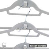 Set 30 Colgadores de Ropa Antideslizantes Gris Velvet Home Logics 30 un