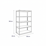 Rack 5 Repisas 120x60x183 cm Silver