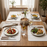 Set 4 Individuales Coastal Collection White Beige Home Logics