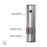 Set 2 Mini Molinillos Eléctricos Recargables Sal y Pimienta Base Madera Home Logics 1 un