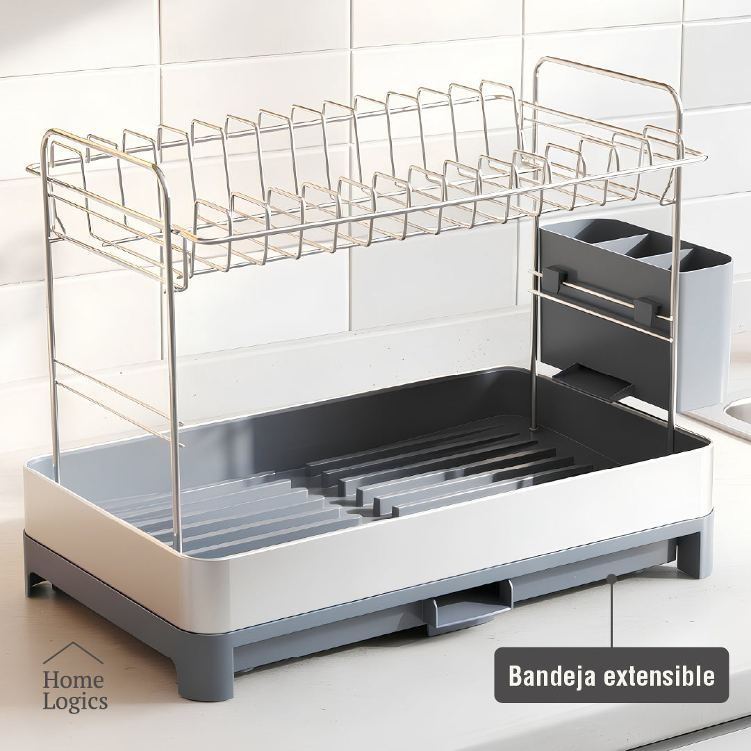 Escurridor de Platos de 2 Niveles con Bandeja Extensible Home Logics 1 un