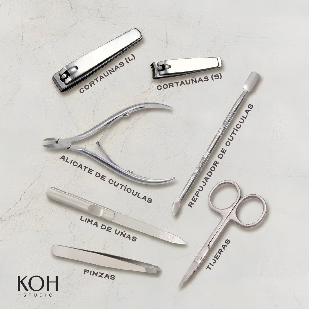 Set de Cuidado de Uñas 7 Piezas de Acero Inoxidable con Estuche Compacto KOH 1 un