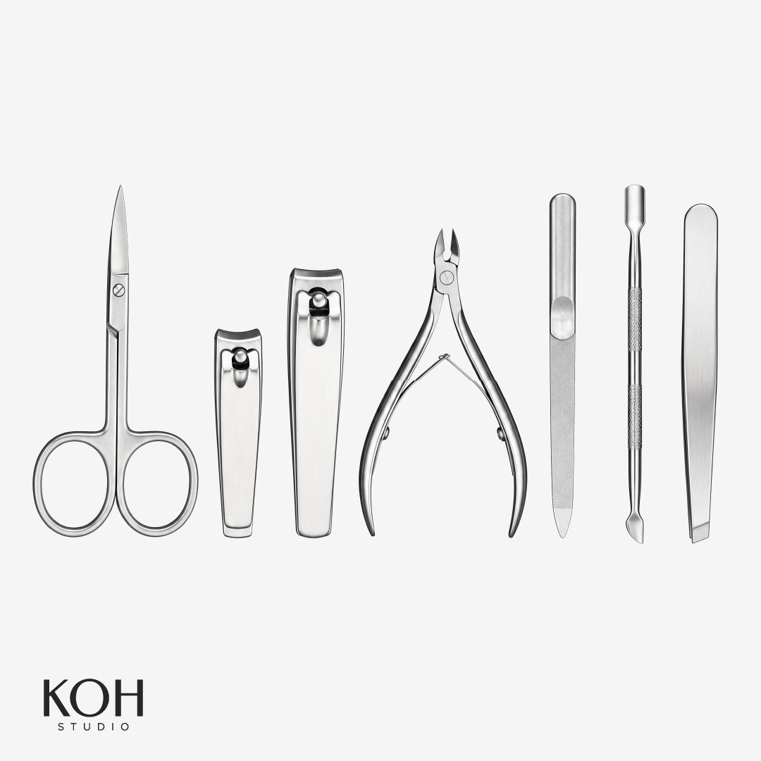 Set de Cuidado de Uñas 7 Piezas de Acero Inoxidable con Estuche Compacto KOH 1 un