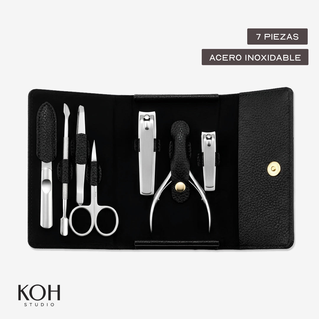 Set de Cuidado de Uñas 7 Piezas de Acero Inoxidable con Estuche Compacto KOH 1 un