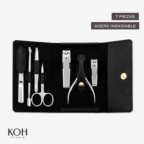 Set de Cuidado de Uñas 7 Piezas de Acero Inoxidable con Estuche Compacto KOH 1 un