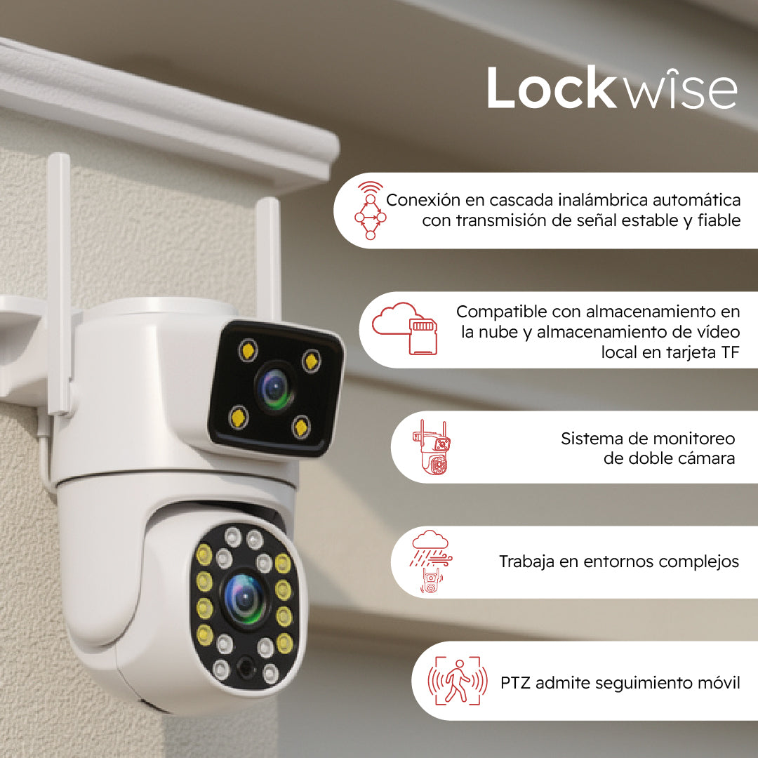 Cámara de Seguridad WiFi Exterior Full HD Doble Lente Lockwise 1 un
