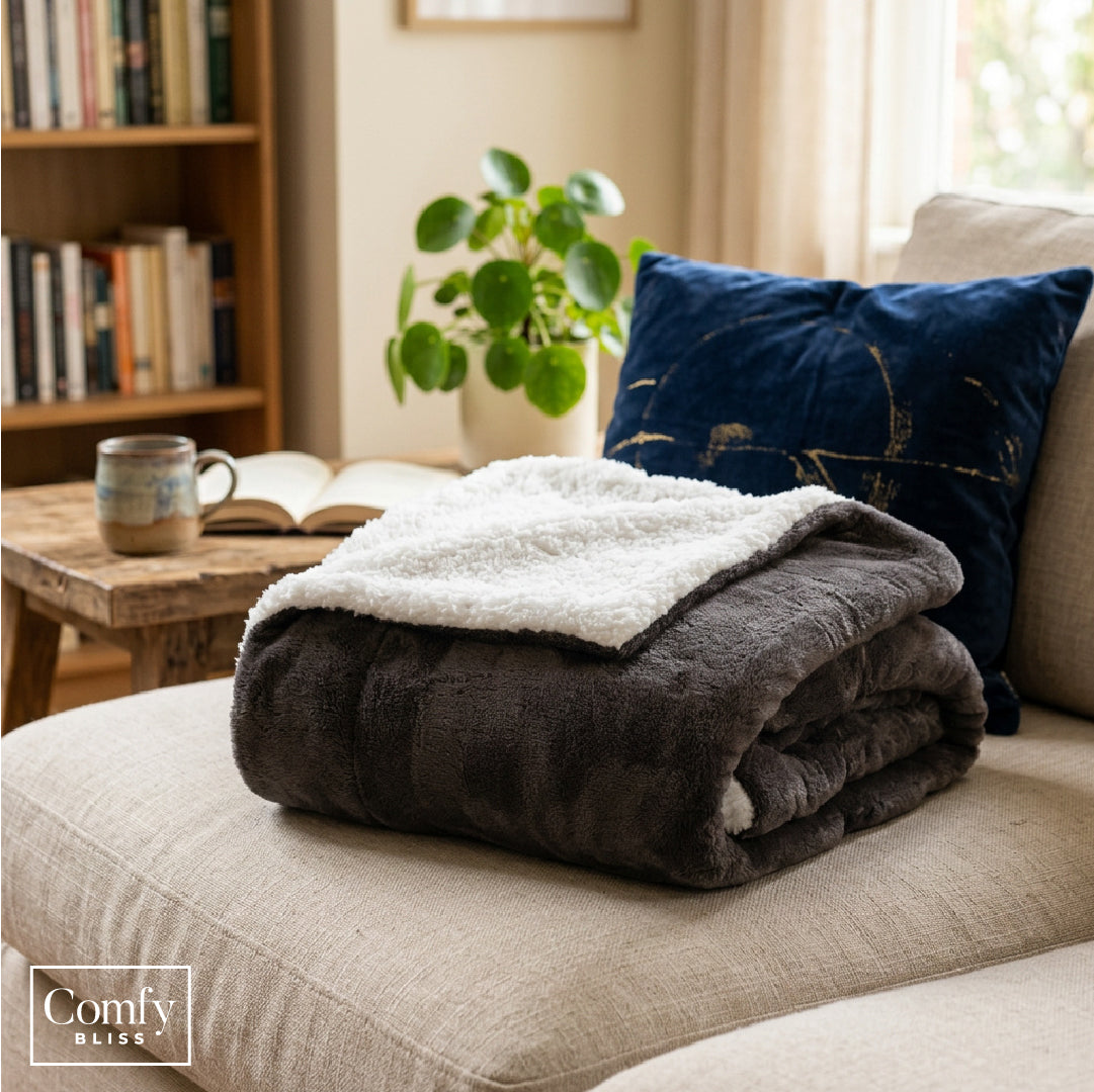 Manta Sherpa Gris 130 x 170 cm Comfy Bliss 1 un