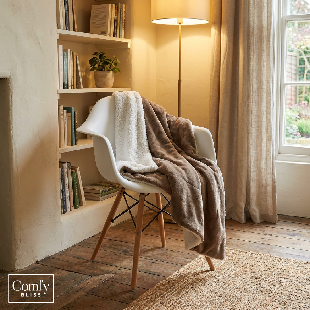 Manta Sherpa Café 130 x 170 cm Comfy Bliss 1 un