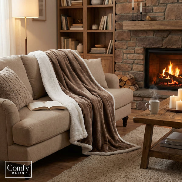 Manta Sherpa Café 130 x 170 cm Comfy Bliss 1 un