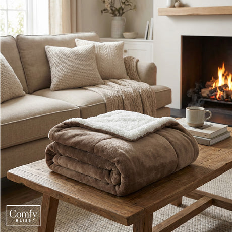 Manta Sherpa Café 130 x 170 cm Comfy Bliss 1 un