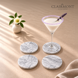 Set 4 Posavasos Premium de Mármol Blanco Clairmont 1 un