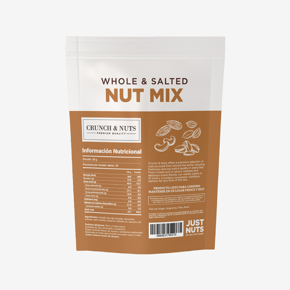 Mix de Frutos Secos Pistacho Con Sal Crunch & Nuts 700 g