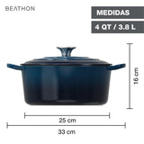Olla Hierro Fundido Esmaltado Dutch Oven Teal Blue Beathon 1 un
