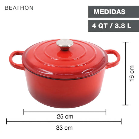 Olla Hierro Fundido Dutch Oven Red Beathon 1 un