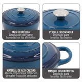 Olla Hierro Fundido Esmaltado Dutch Oven Teal Blue Beathon 1 un