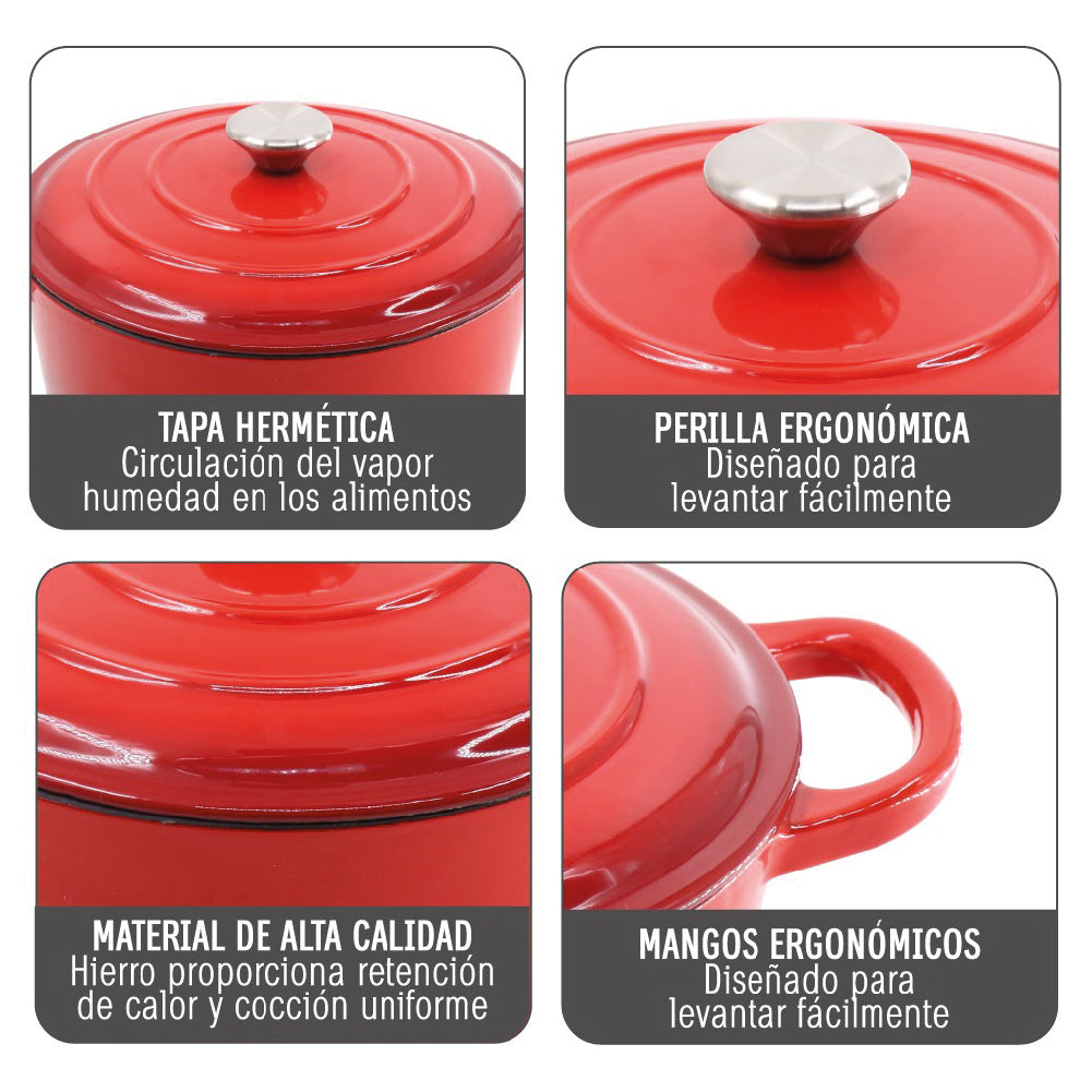 Olla Hierro Fundido Dutch Oven Red Beathon 1 un