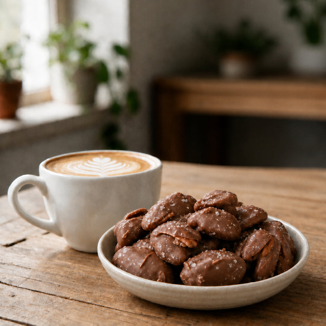 Nueces Pecanas con Caramelo, Chocolate y Sal de Mar Crunch & Nuts 150 g