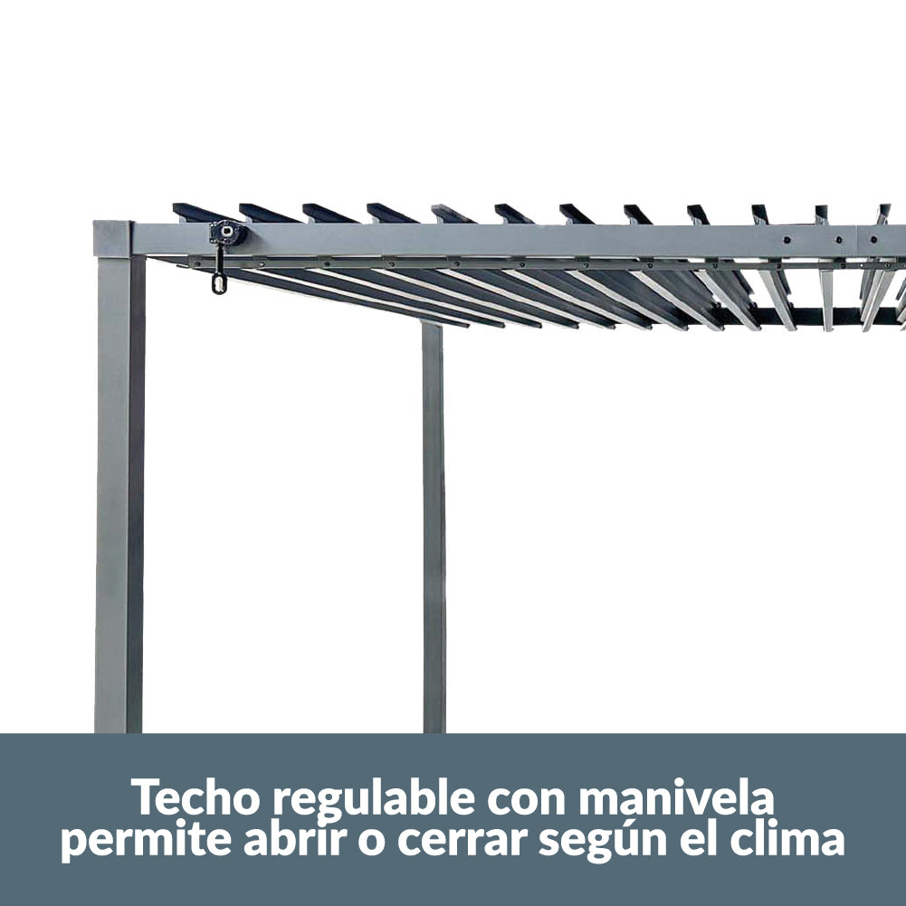 Pérgola Bioclimática 3 x 4 m Acero Techo Ajustable Solara Canberra 1 un