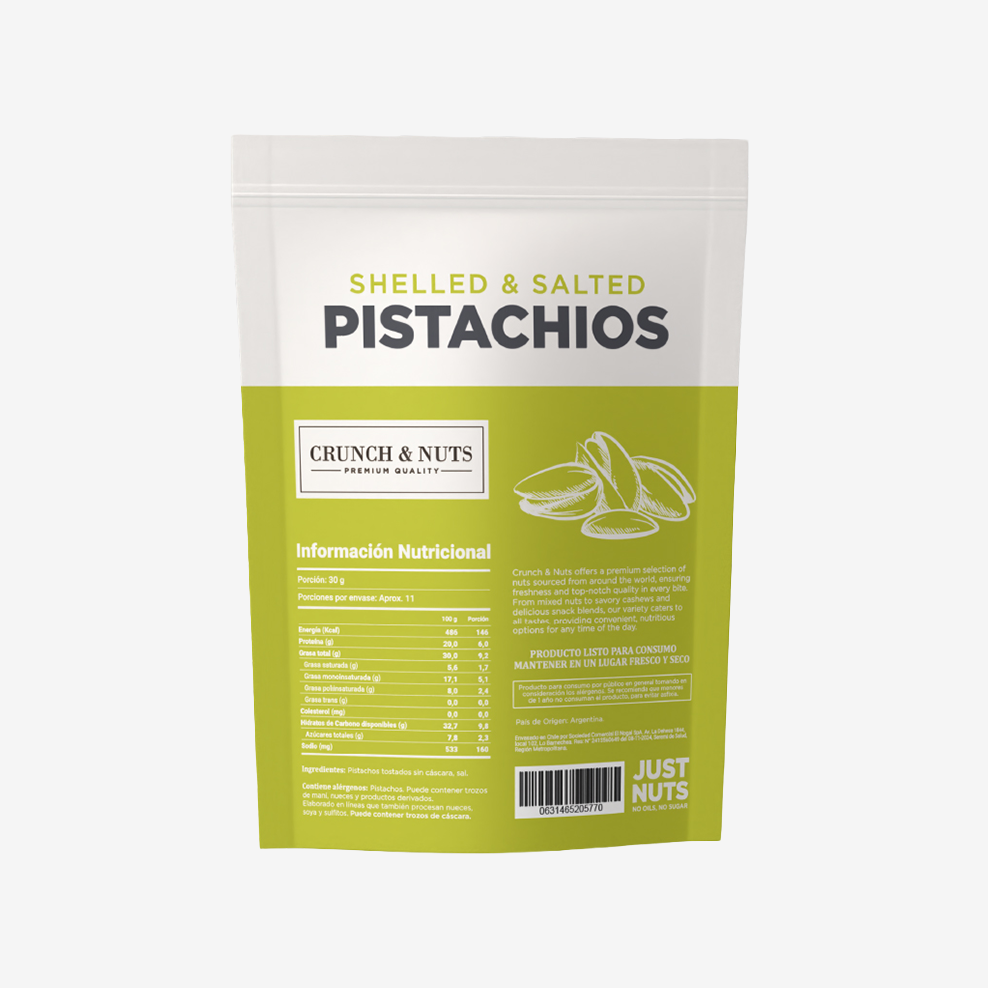 Pistachos Tostados Con Sal Sin Cáscara Crunch & Nuts 350 g