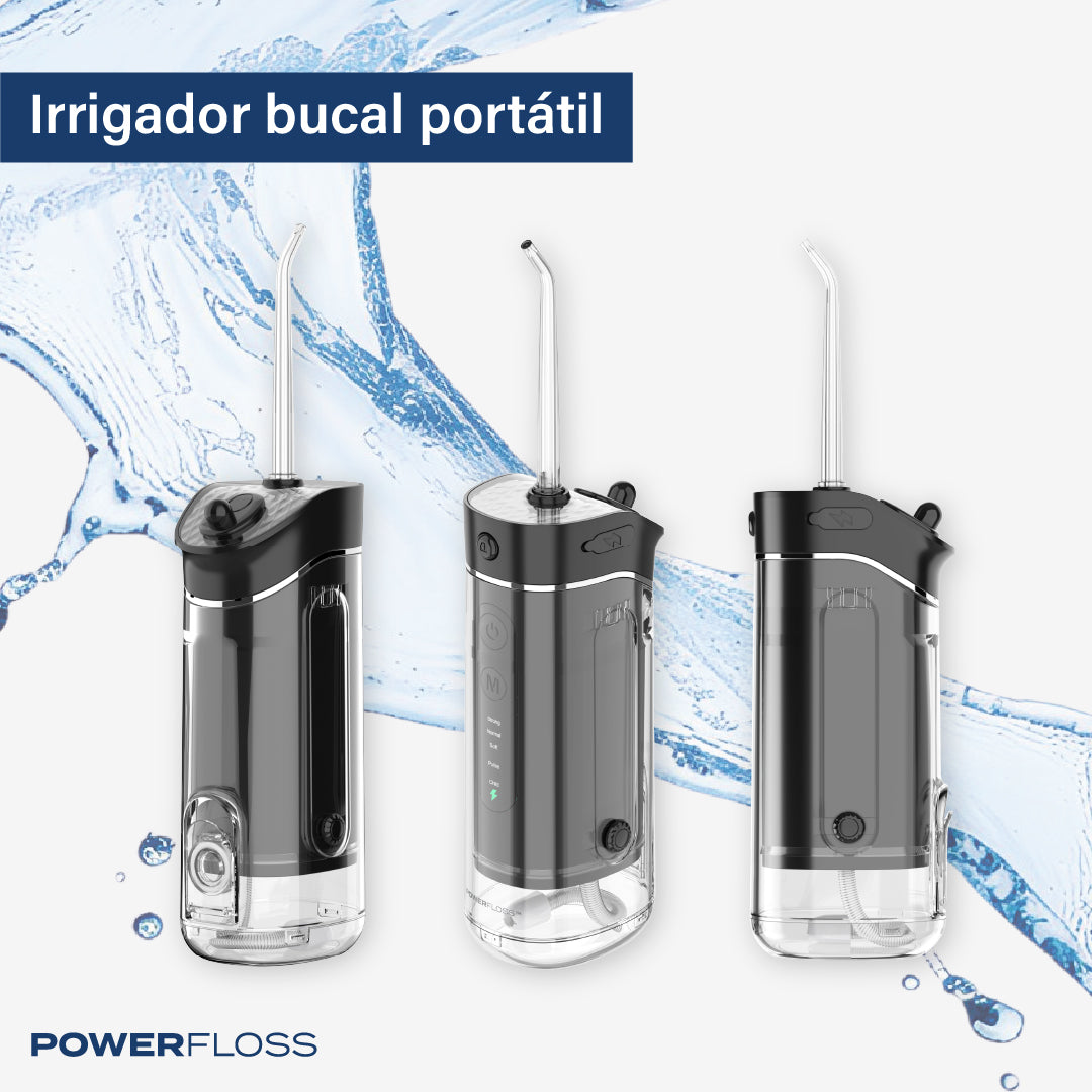 Irrigador Dental Portátil Telescópico Negro Con Tanque Powerfloss 1 un