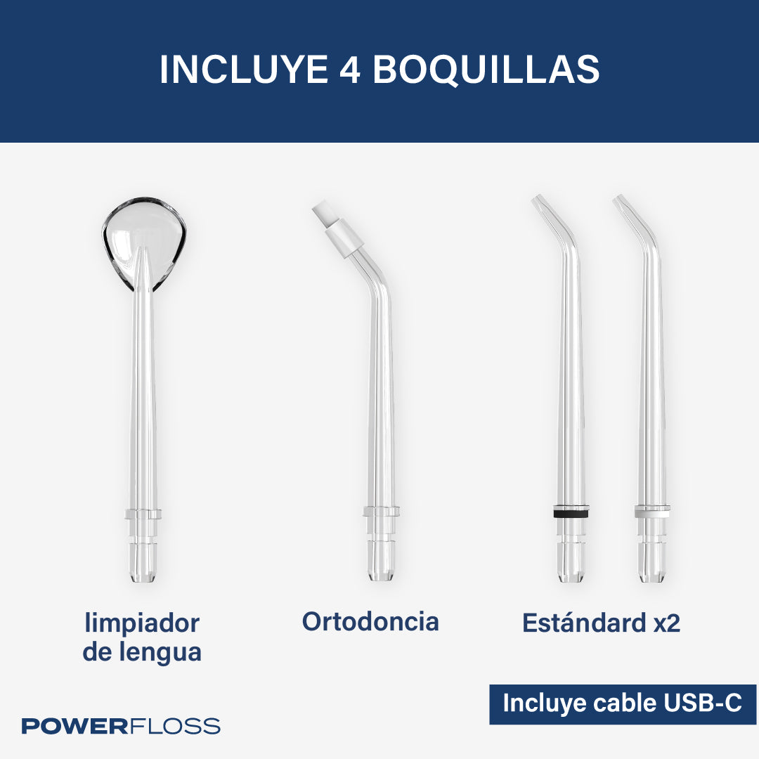 Irrigador Dental Portátil Telescópico Negro Con Tanque Powerfloss 1 un