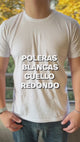 Poleras 100% Algodón Blancas Cuello Redondo Pack 3 Cosley