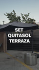 Set Quitasol Terraza 3 x 3 m Dark Gray con Base en Cruz Rellenable Canberra 1 un