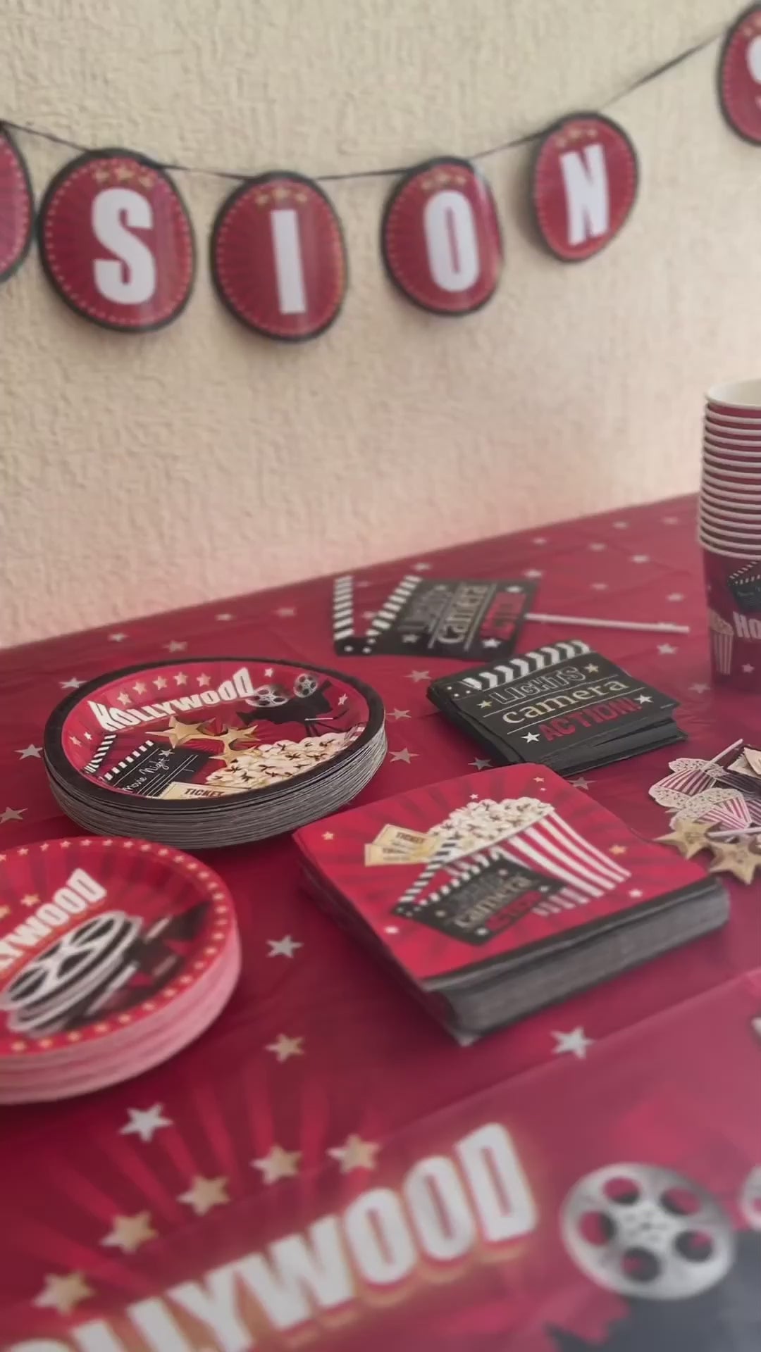 Set Decoración Fiesta Movie Theme 30 Personas 1 un