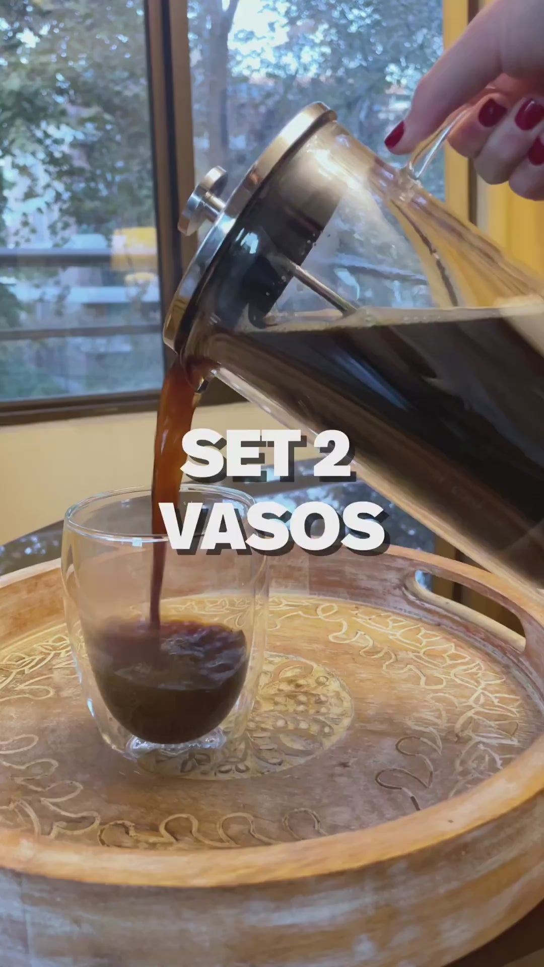 Set 2 Vasos Vidrio Doble Pared 350 ml Home Logics 1 un