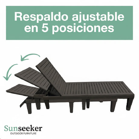 Reposera Reclinable Madera Plástica BlackWood 189 x 58 cm Sunseeker 1 un