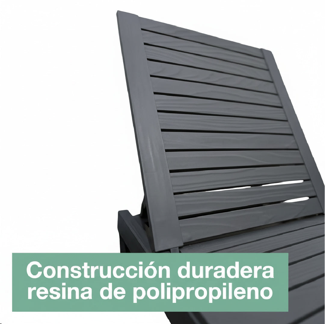 Reposera Reclinable Madera Plástica BlackWood 189 x 58 cm Sunseeker 1 un