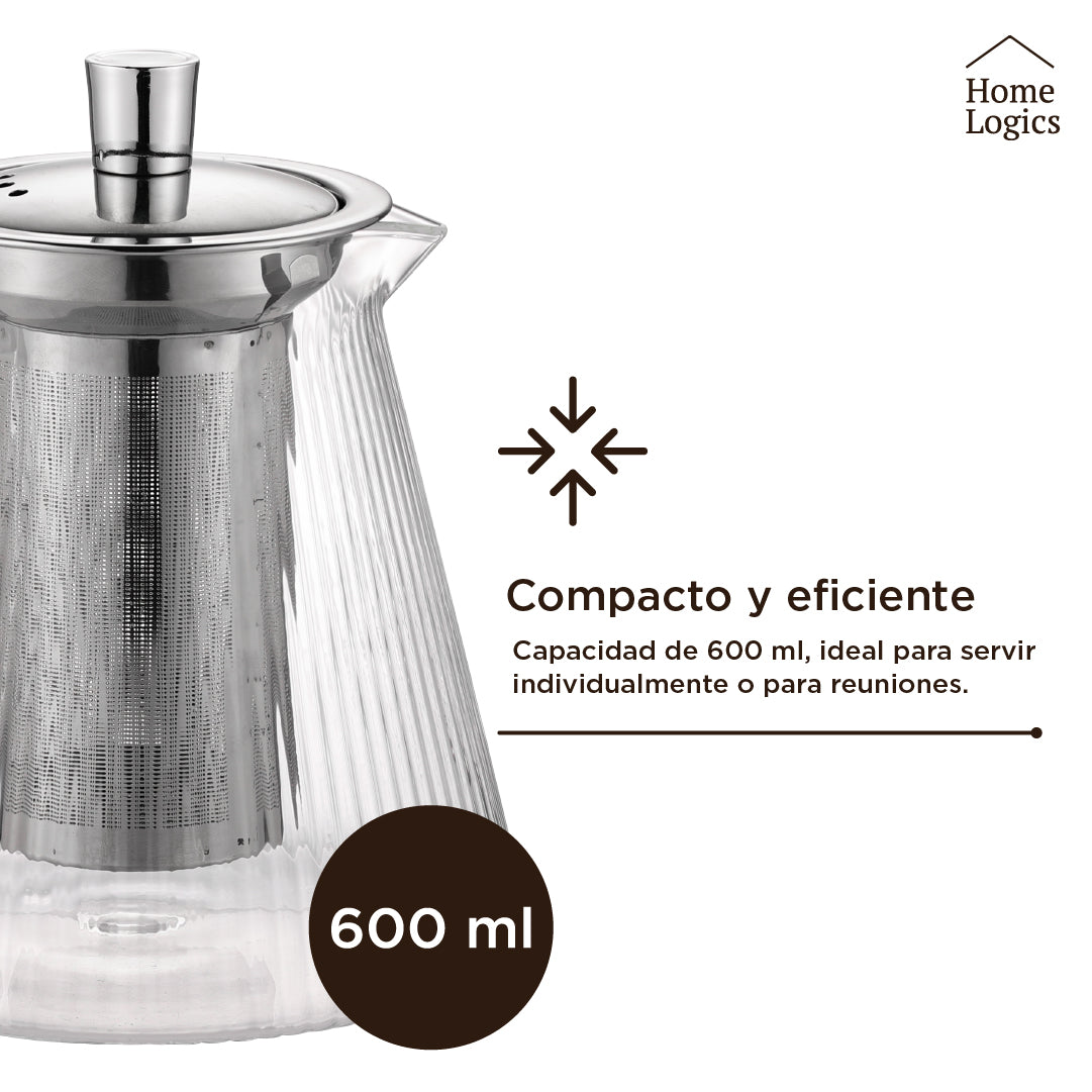 Tetera Vidrio 600 ml Home Logics 1 un