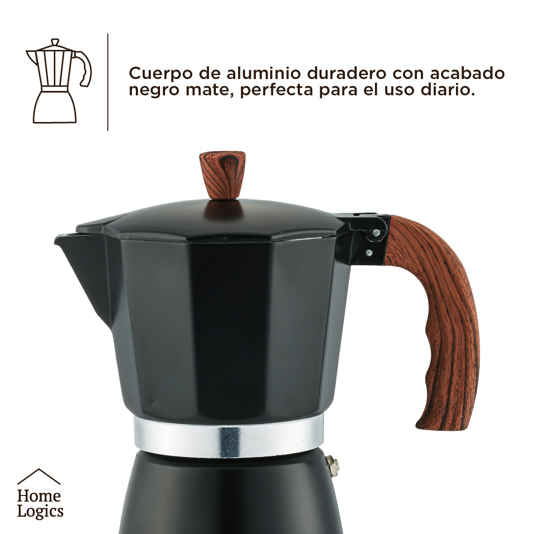 Cafetera Moka Italiana Aluminio 6 Pocillos 300 ml Home Logics 1 un