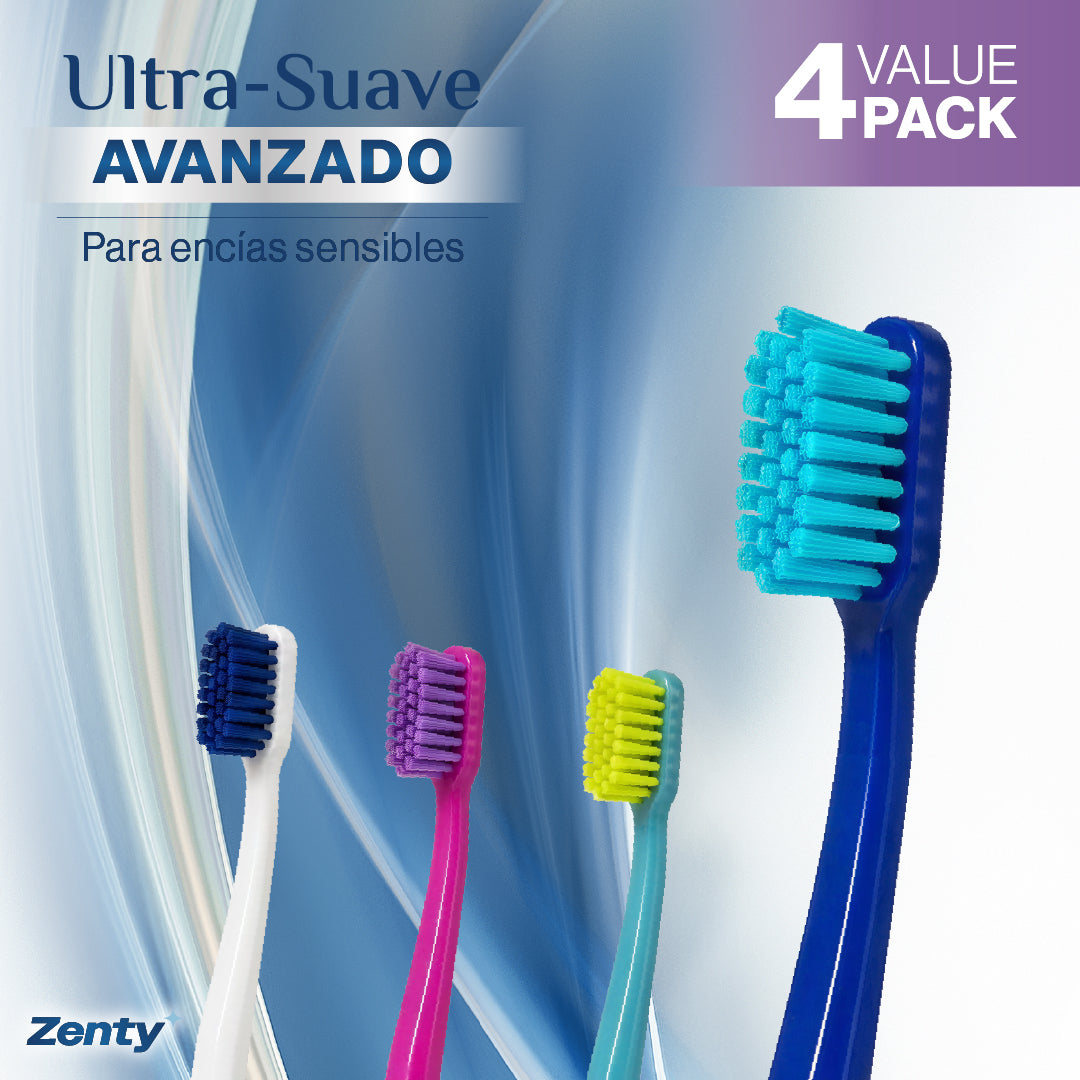 Pack 4 un. Cepillo De Dientes con Tapa Zenty Advanced Ultra-Soft 1 Un 4 un